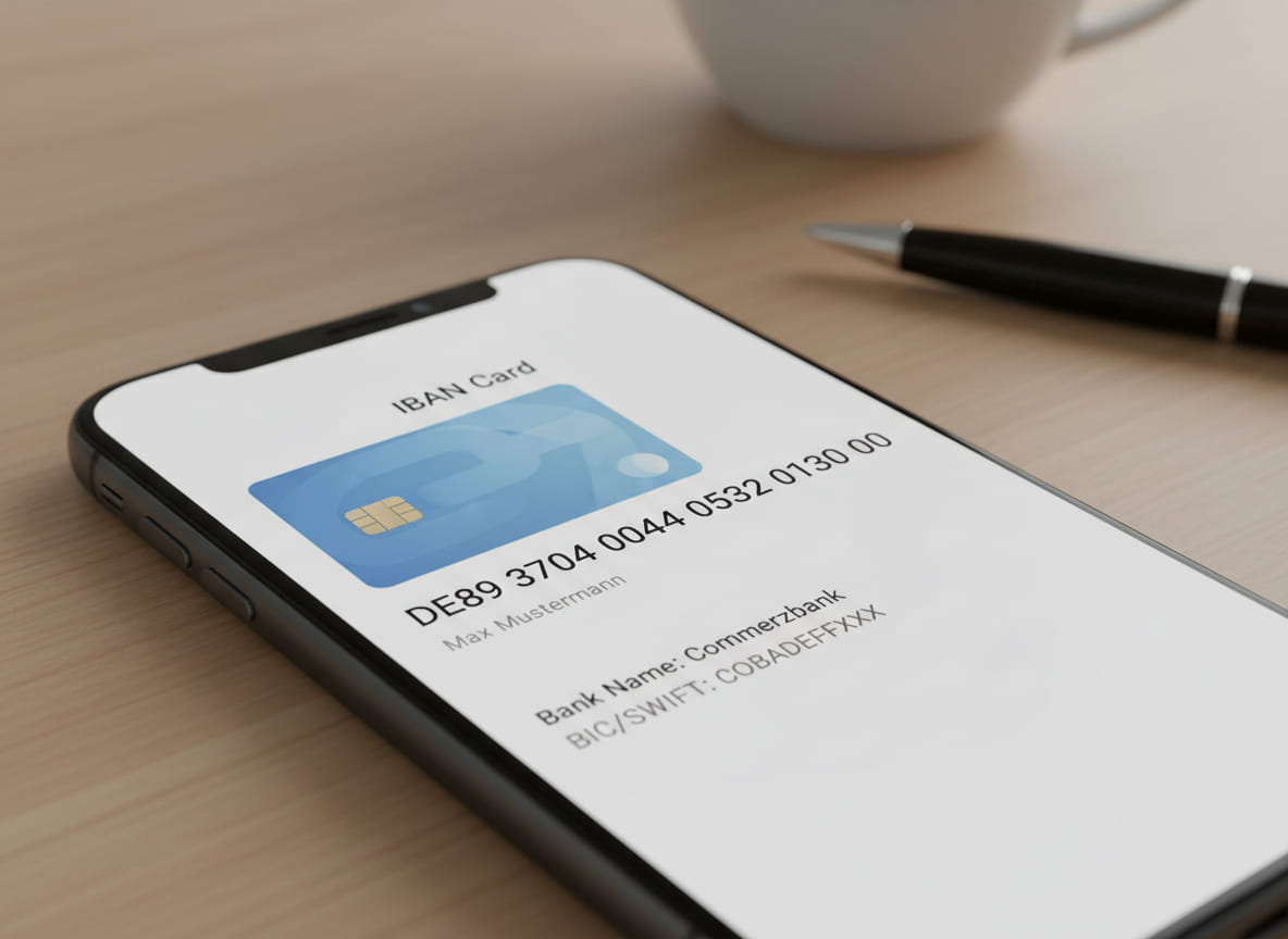 EU IBAN on smartphone - Wise Business